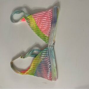 Rainbow Striped Triangle Bikini Top - Never worn!
